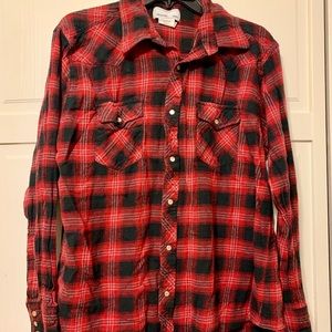 Red and black flannel shirt for men.